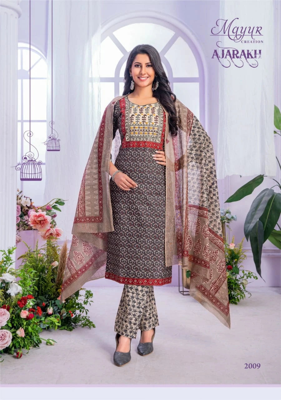 Mayur Ajarakh Vol 2 Pure Cotton Wholesale Readymade Salwar Suit Catalog — Wholesale Salwar Suits, Mayur Dress wholesale from Surat - Gallery Image 6